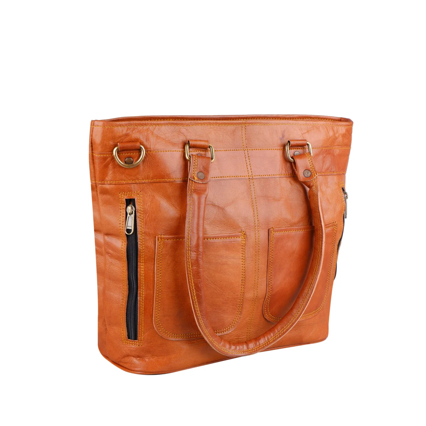 Tan Leather Tote Bag