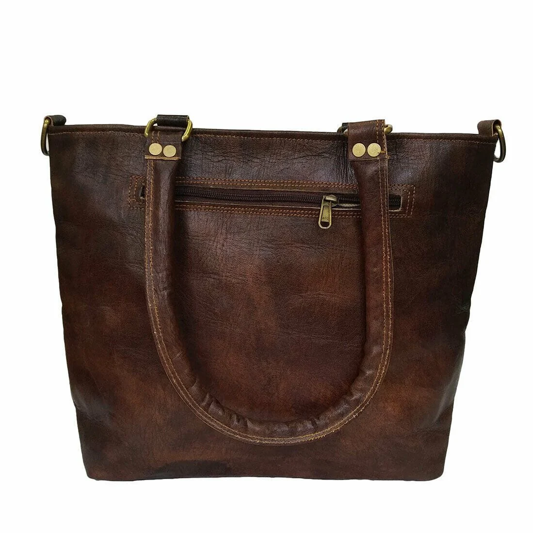 Dark Brown Leather Tote Bag