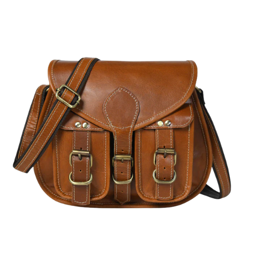 Brown Leather Crossbody Satchel