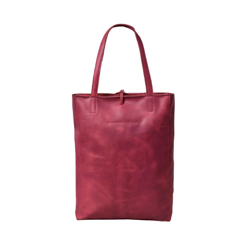 Maroon Leather Everyday Tote Bag