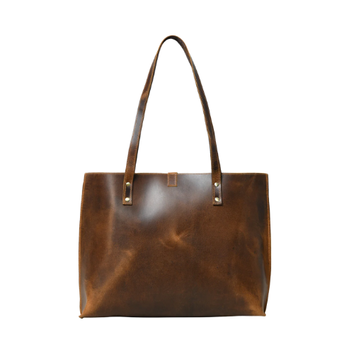 Rustic Brown Leather Tote Bag