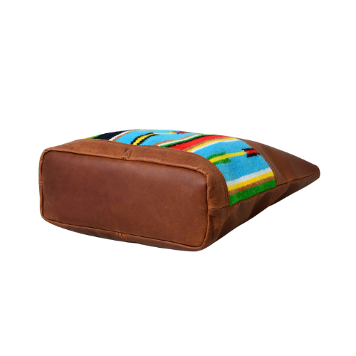 Slim Brown Leather Tote Bag with Front Zip