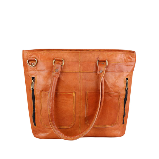 Tan Leather Tote Bag