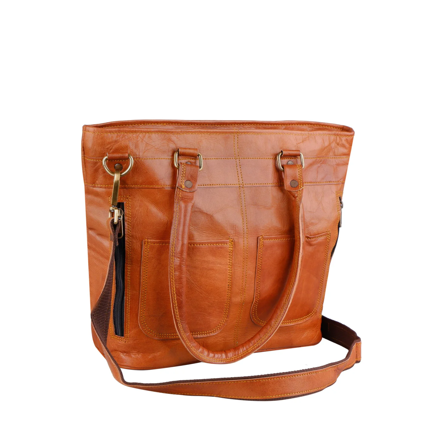 Tan Leather Tote Bag