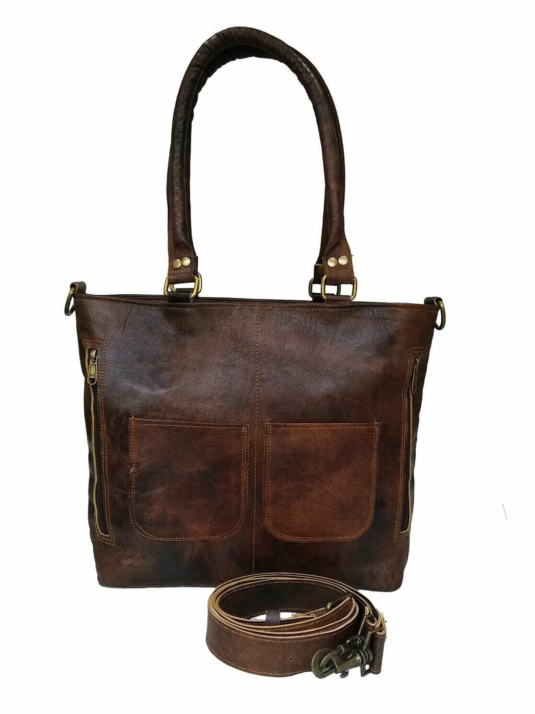 Dark Brown Leather Tote Bag