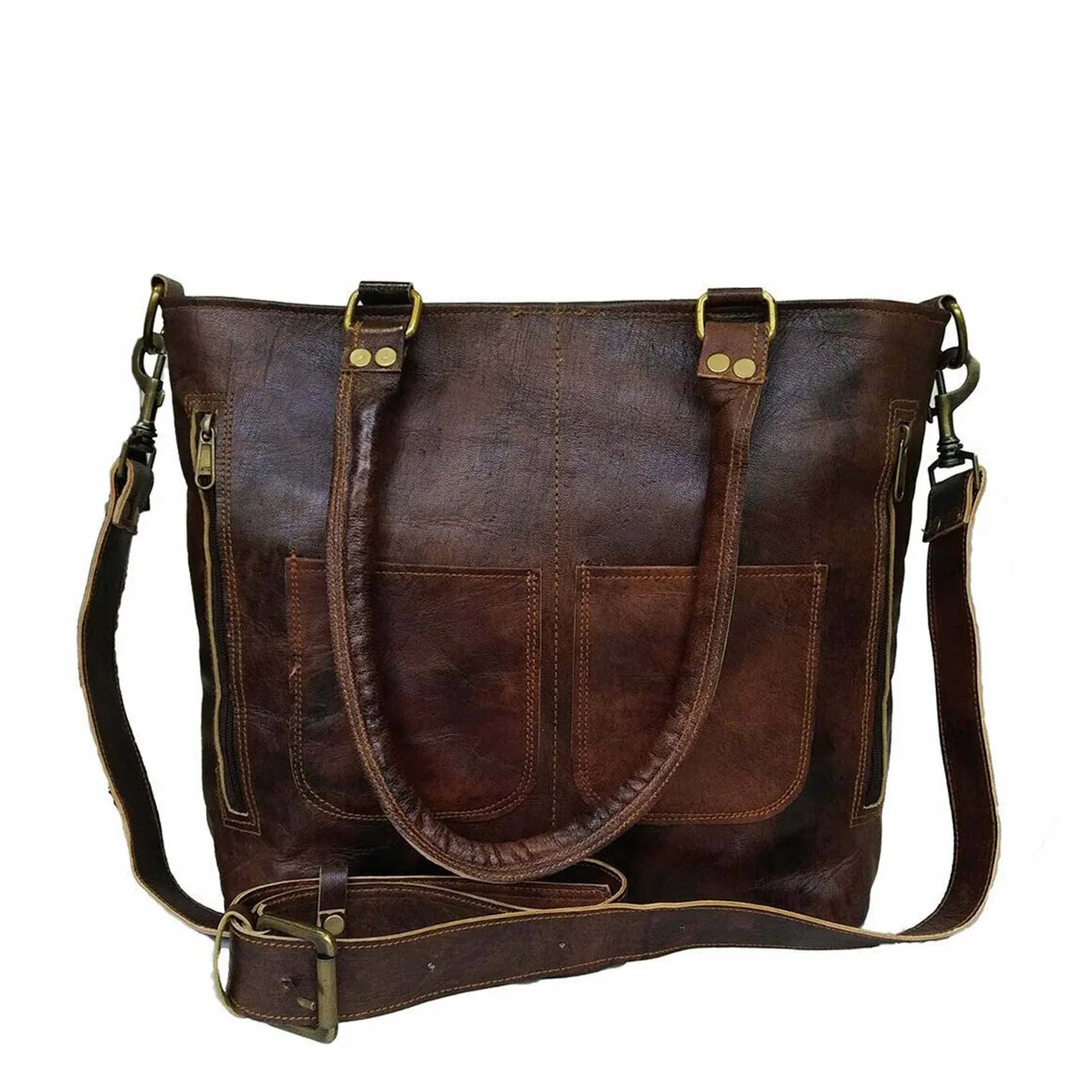 Dark Brown Leather Tote Bag