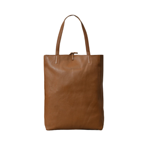 Classic Tan Everyday Leather Tote – Minimalist Carryall