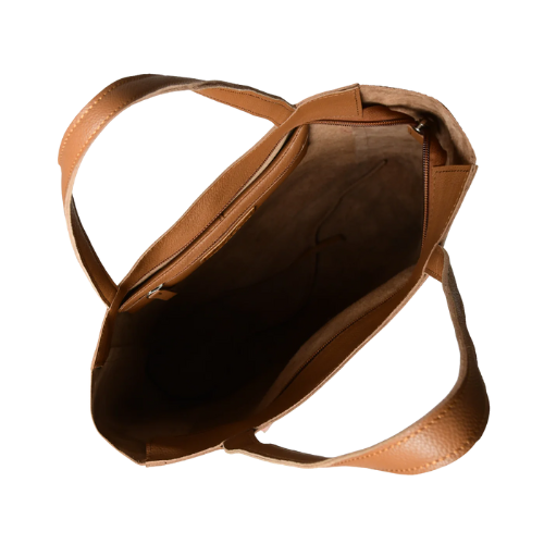 Classic Tan Everyday Leather Tote – Minimalist Carryall
