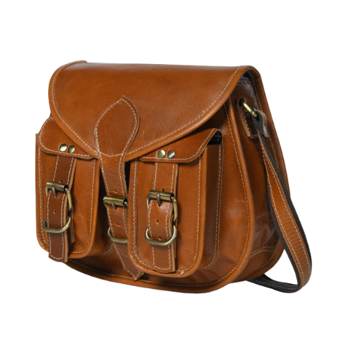 Brown Leather Crossbody Satchel
