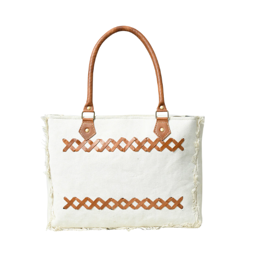 Rustic Weave Canvas Tote Bag