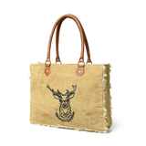 Rustic Stag Emblem Tote Bag